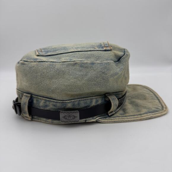 Free People Cadet Hat Womens Washed Denim Boho Western Leather Band Y2K 90s NEW main image 4